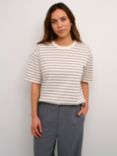 KAFFE Winny Stripe T-Shirt, White/Grey