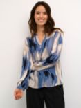 KAFFE Beathe Notch Neck Blouse, Blue Abstract Print, Blue Abstract Print