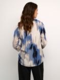 KAFFE Beathe Notch Neck Blouse, Blue Abstract Print