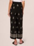 Adrianna Papell Embroidered Wide Leg Trousers, Black/Cream