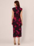 Adrianna Papell Floral Mesh Dress, Black/Pink