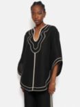 Jigsaw Scalloped Embroidery Tunic Top, Black