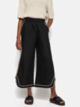 Jigsaw Scalloped Embroidery Cropped Trousers, Black