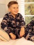 Minijammies Kid's Taylor Leopard Print Pyjama Set, Navy/Multi