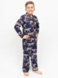 Minijammies Kid's Taylor Leopard Print Pyjama Set, Navy/Multi