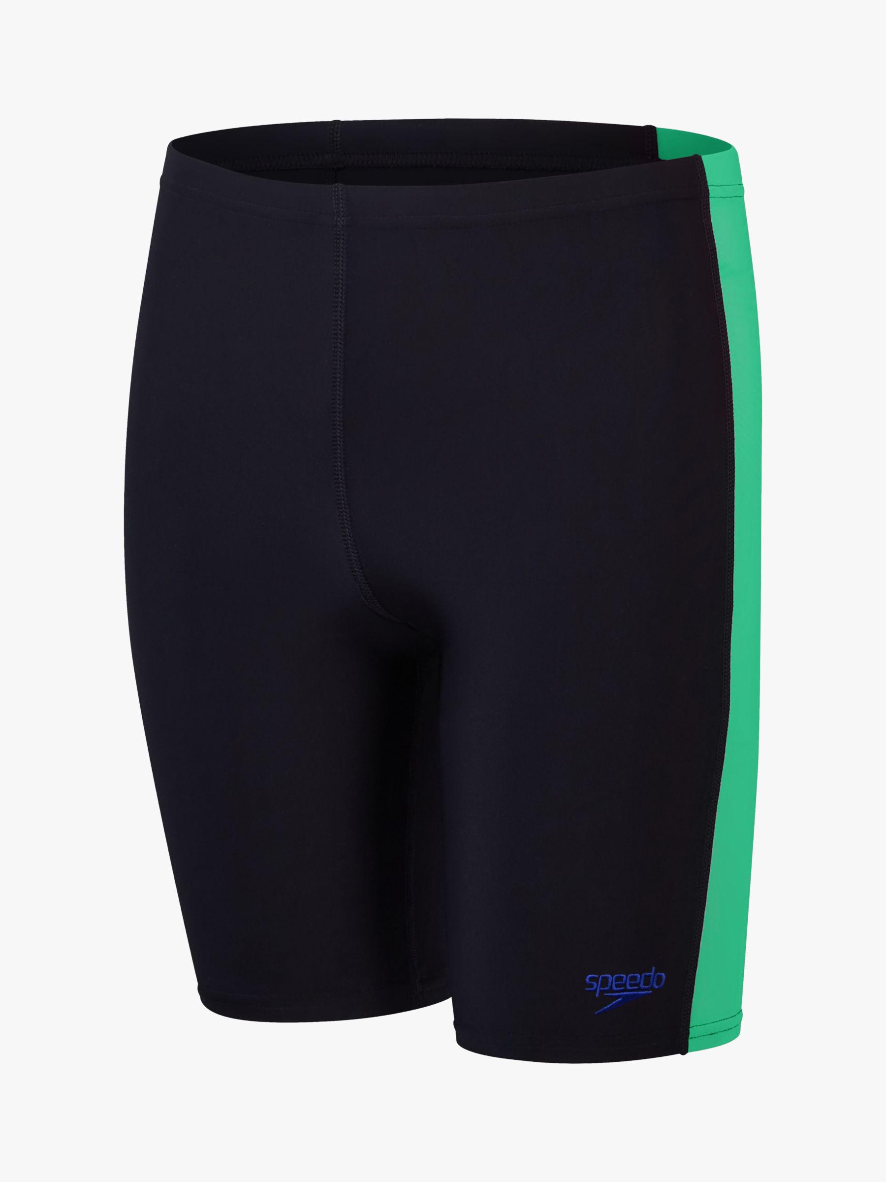 Speedo Kids' Colour Block UPF 40+ Long Sleeve Rash Top & Jammers Set, Black/Green, 5-6 years