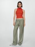 Mango Acai Ruched Sleeveless Top, Bright Red