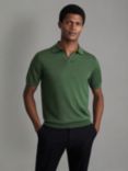 Reiss Duchie Short Sleeve Wool Polo Shirt, Lizard Green