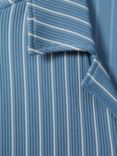 Reiss Neptune Ribbed Striped Cuban Collar Shirt, White/Soft Blue