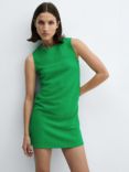 Mango Cotton Blend Textured Mini Dress, Green