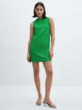 Mango Cotton Blend Textured Mini Dress, Green