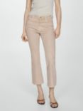 Mango Sienna Cropped Flared Jeans, Light Pastel Brown