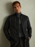 Reiss Cast Leather Bomber Jacket, Black