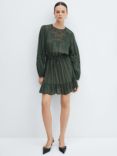 Mango Lucy Puff Sleeved Embroidered Dress, Green
