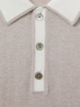 Reiss Brunswick Wool-Cotton Contrast Polo Shirt, Oatmeal Off Whi