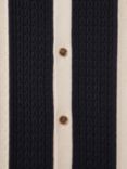 Reiss Nicoli Crochet Striped Cuban Collar Shirt, Navy/Stone
