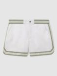 Reiss Baller Swim Shorts, White/Green