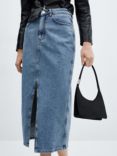 Mango Jolie Denim Midi Skirt, Open Blue