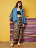 GHOSPELL Patty Leopard Midi Skirt, Tan