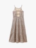 Benetton Kids' Floral Back Cut Out Tiered Dress, Beige/Multi