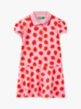 Benetton Kids' Strawberry Print Piquet Dress, Pink/Multi