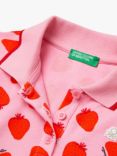 Benetton Kids' Strawberry Print Piquet Dress, Pink/Multi