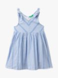 Benetton Kids' Stripe Bow Detail Strap Dress, Blue/Multi