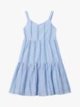Benetton Kids' Stripe Back Cut Out Tiered Dress, Blue/Multi
