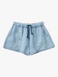 Benetton Kids' Denim Wrap Detail Shorts, Blue