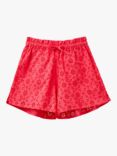 Benetton Kids' Broderie Anglaise Shorts, Magenta Red