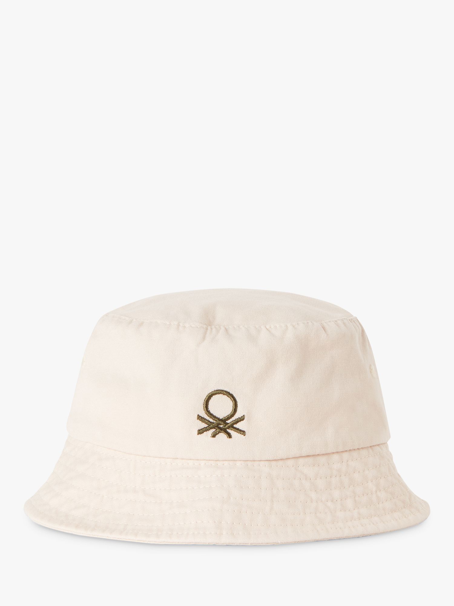 Benetton Kids' Logo Embroidered Bucket Hat, Cream, S