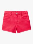 Benetton Kids' Frayed Hem Shorts, Magenta Red