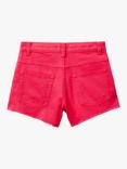 Benetton Kids' Frayed Hem Shorts, Magenta Red