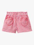 Benetton Kids' Check Seersucker Fruit Shape Pocket Shorts, Magenta Red