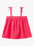 Benetton Kids' Broderie Anglais Back Bow Detail Tank Top, Magenta Red