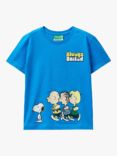 Benetton Kids' Benetton Peanuts Always United T-Shirt, Sky Blue