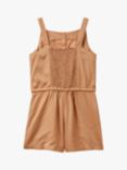 Benetton Kids' Button Front Playsuit, Camel