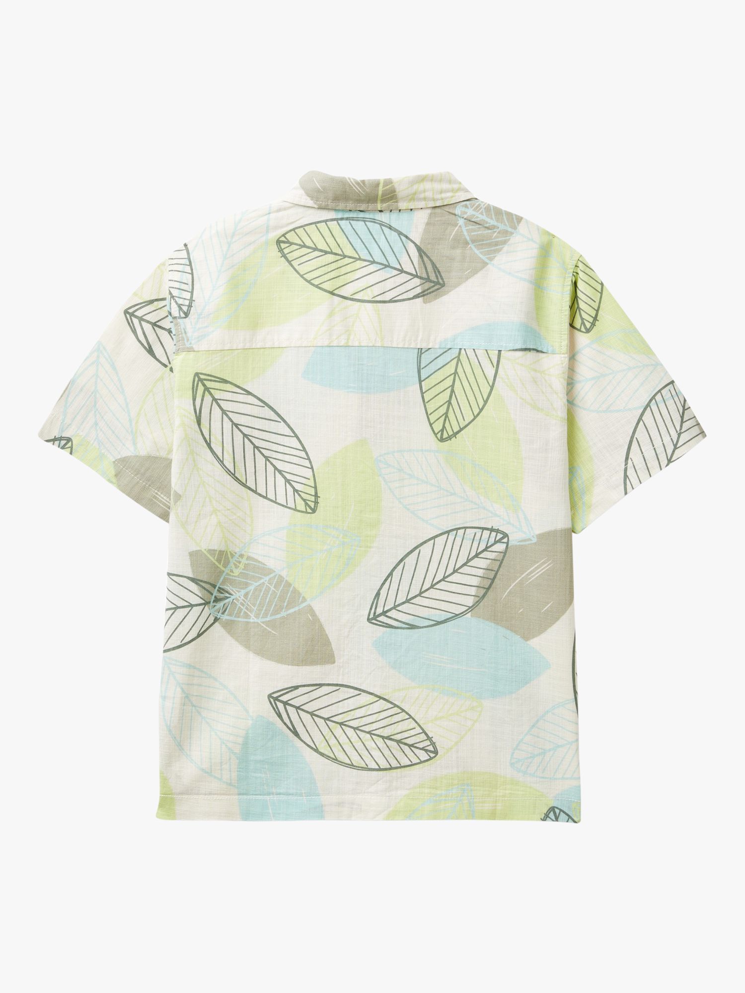 Benetton Kids' Short Sleeve Leaf Print Cotton Shirt, Multi, 6-7 years