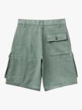 Benetton Kids' Linen Blend Cargo Bermuda Shorts, Olive Green