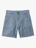 Benetton Kids' Micro Stripe Chambray Bermuda Shorts, Blue