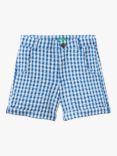Benetton Kids' Gingham Cotton Shorts, Blue/White
