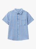 Benetton Kids' Check Short Sleeve Shirt, Blue/Multi