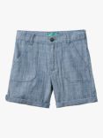 Benetton Kids' Micro Stripe Bermuda Shorts, Blue
