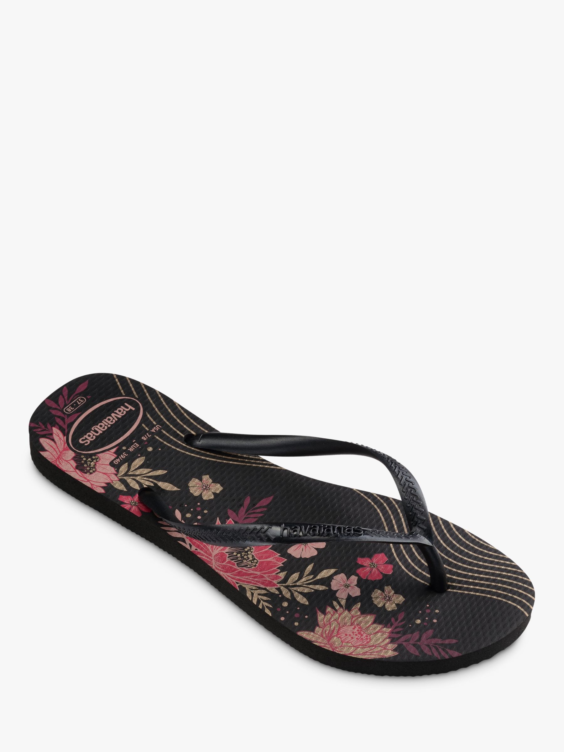 Havaianas Slim Organic Floral Flip Flops, Black/Multi