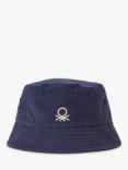 Benetton Kids' Logo Embroidered Bucket Hat, Night Blue