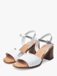 Moda in Pelle Lanie Leather Block Heel Sandals, White/Silver