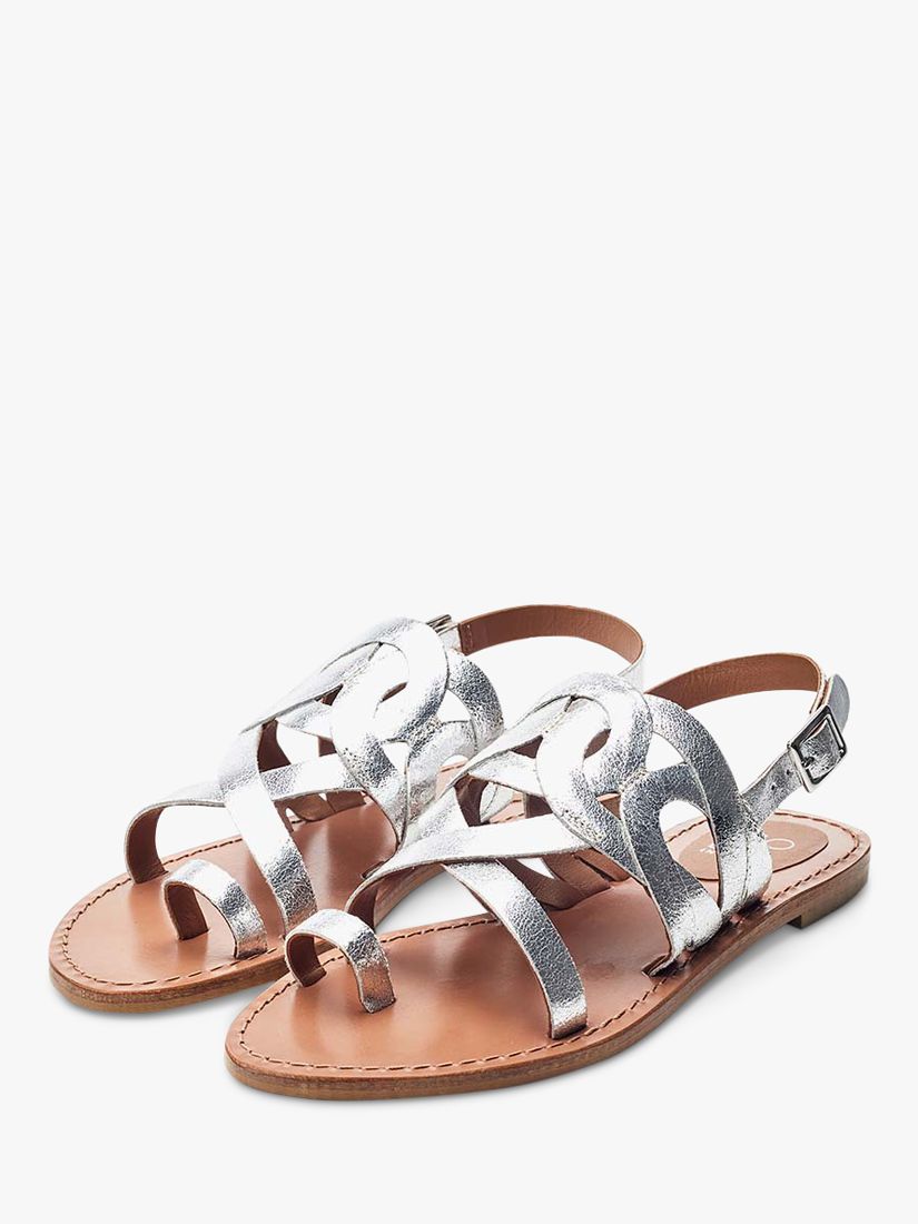 Moda in Pelle Ophellian Leather Flat Sandals, Silver