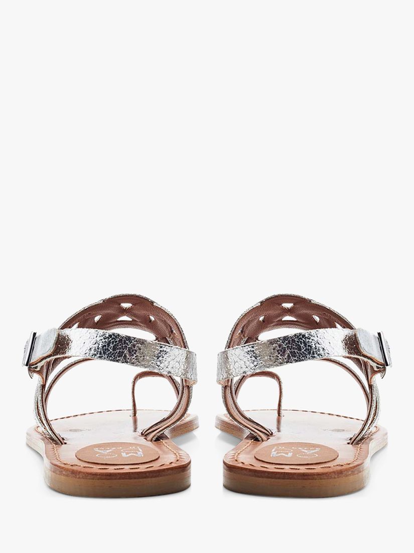 Moda in Pelle Ophellian Leather Flat Sandals, Silver