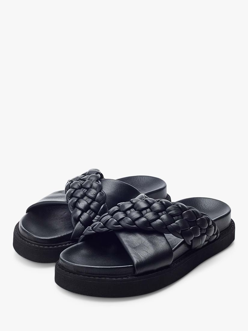 Moda in Pelle Aimee Leather Slider Sandals, Black