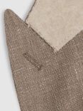 Reiss Clutch Wool Blend Textured Slub Single Breasted Blazer, Mid Brown